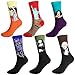 Produktbild Emooqi Damen Socken Männer Socken, 6 Paar Bunt Gemusterte Socken Damen Herren Baumwollsocken Modisch Unisex kunst Socken Lässige Baumwolle Socken