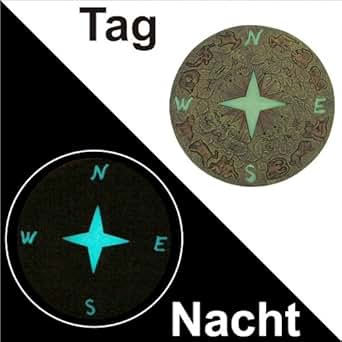Trittstein Ø26cm nachtleuchtend Windrose Sternzeichen Trittplatte