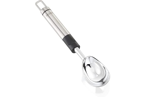 Leifheit Cuillère à glace ProLine, Cuillère à crème glacée en acier inoxydable et plastique qualité, Cuiller à servir au design moderne et élégant, portionneur à glace durable