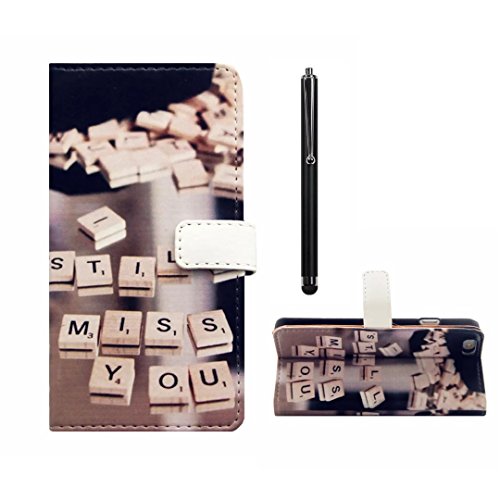 MUTOUREN iPhone SE 5 5S Brieftasche Flip Case Cover - PU Leder Bookstyle Klapphülle Wallet Case für iPhone SE 5 5S Portemonnaie Hülle Schutz Ultra Dünn Handy Tasche Geldboerse Schutzhülle - Ich Vermisse Dich Immer Noch + Metall Stylus Pen