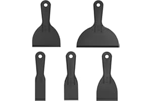 VKE Juego de espátulas para superficies (5 unidades) en maletín profesional con cigüeña sólida para paneles de yeso con mango ergonómico, hierro