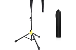 AKOZLIN Baseball & Softball Batting Tee with 2 Soft Tops - Adjustable Height 24.4-38.6 Inch, Portable Hitting Training Tee for Kids & Adults, Includes Carry Bag
