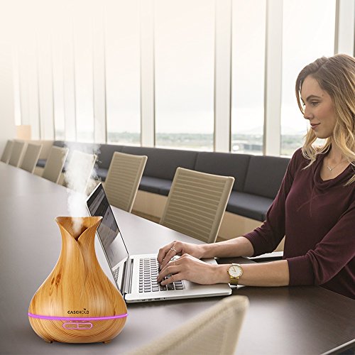 EaseHold Aroma Diffuser 400ML Leise Kalten Nebel Luftbefeuchter Ultraschall Oil Düfte Humidifier Holzmaserung LED mit 7 Farben Elektrisch Duftlampe Humidifier LED Licht für Babies Kinder Haus Yoga Schlafzimmer Wohnzimmer Büro (400ml Blume, Gelb) - 5