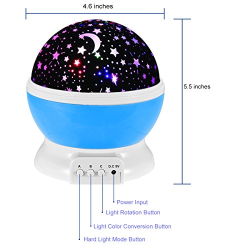 Sternenhimmel Projektor Baby Nachtlicht 360 Grad drehbar Star Projektor Romantische LED Lampe entspannende Stimmung für Bbay, Kinder, Haus, Schlafzimmer, Kinder Zimmer, Hochzeit, Geburtstag, Parteien (Blau) VOSMEP SH34 - 2