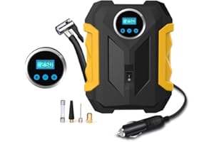 Cunsieun Car Tyre Inflator,Compressor,150 PSI car tyre pump,12V DC Electric Tyre Pump with Digital LCD Display,Auto Shut Off Feature, LED Flashlight-3 Nozzles Suitable for Car,Bicycle,Motorcycle
