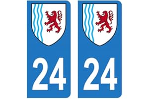 HADEXIA Autocollant Stickers Plaque immatriculation Voiture Auto département 24 Dordogne Logo Région Nouvelle-Aquitaine