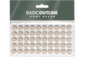 BASIC OUTLINE Cabinet bumpers Furniture Bumpers Kitchen Cabinet Door Stoppers Sound Dampening Rubber Bumpers made of Soft Eva Rubber for Quiet Drawer Close Anti Slam Cushion Rubber feet pads 10 mm (50 pack, beige)