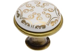 BRESKO 1-20 Stk Möbelknauf Möbelknöpfe Knauf Porzellan Schubladenknopf Knopf Schrankknopf Möbelgriffe Schrank Schubladen (1 Stück, Orient Gold - Altmessing)