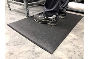 GLOBAL MATS SOFT STEP | Anti-Ermüdungsmatte | PROFI Basic-Arbeitsplatzmatte | 100% Vinylschaum | Texturiert 10mm hoch (60cm x 250cm, Schwarz)
