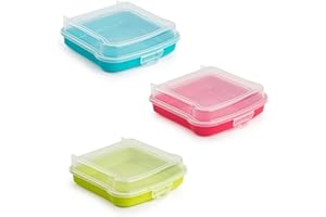 QILZO® Uchwyt na kanapki, Pojemnik na Kanapki, pudełko na przekąskę na lunch, przechowywanie żywności wielokrotnego użytku. Wyprodukowane w Hiszpanii. Dostawa 1 sztuki, losowy kolor.