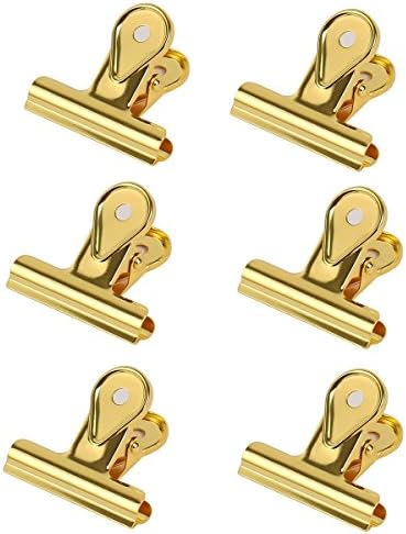40mm Medium Paperclip with Strong Grip for Office Paper Document Organizing and Decorative Photo Clips,Pack of 6 (Golden)