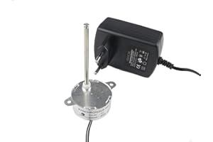 CHANCS Moteur Synchrone TYC40 12V 5RPM à Arbre 74mm CC 5RPM avec Adaptateur Secteur - Entrée 100/240V CC 12V Kit Moteur électriquepour la Décoration de Noël