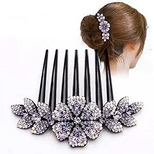 MAYCREATE Hair Clips for Women Flower Hair Comb Pins Slide Hair Clips for Girls Crystal Barrettes Bridal Charm Hair Accessories