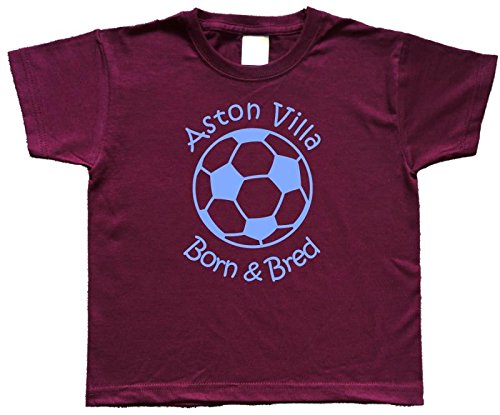 Hat-Trick Designs - Aston Villa Football Baby Children's T-Shirt Top-2-3yrs-Claret-Born & Bred-Unisex Gift