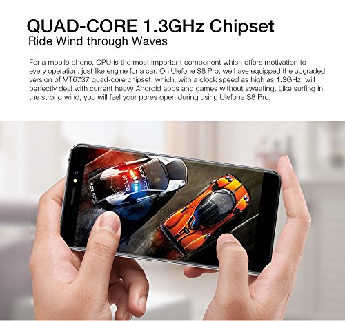 Ulefone S8 Pro - 4G Smartphone ohne Vertrag (5.3 Zoll, Android 7.0, Dual rear Kamera, dual Blitzlichter, 2GB RAM 16GB ROM, 1280 x 720 pixel, MTK6737 Quad Core 1.25GHz, dual Sim, Fingerabdruck) (schwarz)
