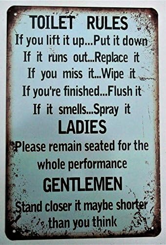 TOILET RULES 20 X 30 CM TIN PLATE NETAL SIGN