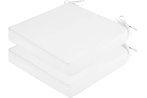 SK Studio 2 Piezas Cojines para Sillas de Exterior, Cojines de Asiento Impermeables, Cojines para sillas de Comedor para jardín, Patio, Cocina Blanco, 40x40x5cm
