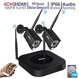 (2)【Einfache und Stabile Installation】: Sie benötigen keine besonderen fachlichen Fähigkeiten zur Installation des Systems. Eine umständliche Kabelverlegung ist für die drahtlosen Kameras nicht erforderlich. Nach Stromanschluss verbinden sich die Kameras automatisch mit dem Recorder. Die Übertragung erreicht bis zu 300m bei freier Sicht und bis zu 100m mit Störungen. Jede Kamera kann auch als Repeater eingestellt werden, um die Funkreichweite noch 3-Fach zu verlängern.