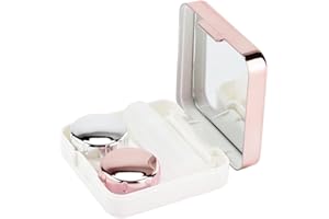 YOTOWN Caja de Lentes de Contacto, Caja reflexiva Juego de Caja de Lentes de Contacto Caja Linda Encantadora del Kit de Viaje y Caja de Lente Botella de solución de Lente(Rosa Claro)