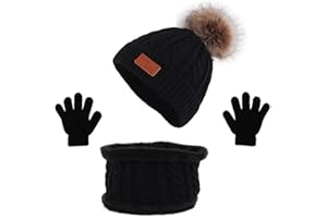 TBSCWYF Bambino Cappello Inverno Infantile Invernale del Bambino ha Lavorato a Maglia Il Cappello con la Sciarpa Guanti 3 Pezzi Bebè Maschietto Ragazza Bambino Berretti e Cappellini Infantile Berretto