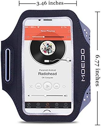 iPhone X/6/6s/7/8 Plus Armband, MOEIDO 5.7-Inch Phone Holder for Samsung Galaxy S7 Edge/S6 Edge/S5/S6/S7/Note 5/4 and Other Smartphones with Screens Under 6 inch, with Key Holder and Headphone-Cable Slots, Black