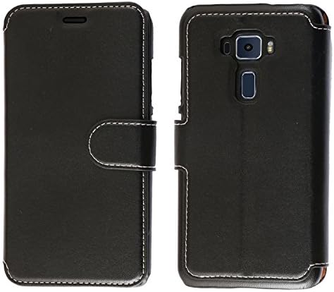 Asus Zenfone 3 Case, Mobest Asus Zenfone 3 Premium Leather Case, Asus Zenfone 3 Wallet Case, Magnetic Flip Case Cover [Wallet Stand], Card Slots For Asus Zenfone 3 ZE552KL 5.5 inch - Black