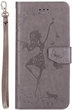 TSAOYA Removable Wallet Case [Premium PU Leather][2 Card Holder] [Wrist Strap] [Magnetic Closure] Embossed Detachable Slim Back Cover Shell Case Protective for iPhone 8,6,6s,7 (4.7”) / 8P,6P,6sP,7P (5.5”)(iphone 8/7 plus, grey)