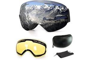 WLZP Lunettes de Ski,Masques Snowboard UV400 et Anti-Brouillard à Double Enduit,masque de ski Hommes et Femmes,Convient pour Le Ski,Le Snowboard, l'escalade sur Glace,Le Ski Alpin
