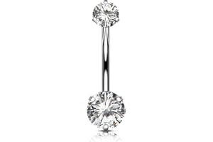 OUFER Body Piercing Piercing para ombligo de titanio sólido internamente de 16 mm, extra larga, 14 g, piercing para ombligo, joyería