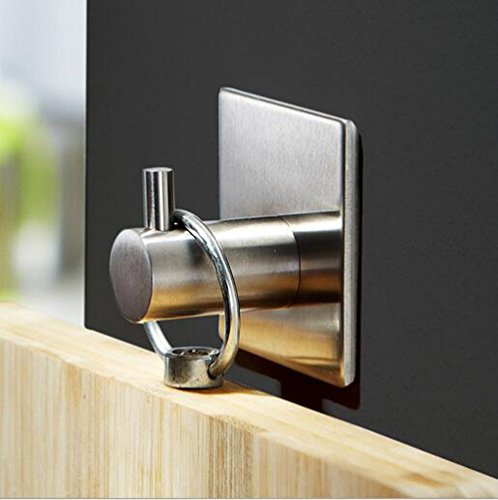 Handtuchhaken, FTUNG 6 Stück Edelstahl Haken, Selbstklebend Haken, Bad und Küche Handtuchhalter, Wasserdicht Kleiderhaken Ohne Bohren, Edelstahl rostfrei (4,5X4,5cm, 80g) - 6