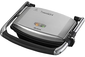 Ariete 1911 Toast & Grill Slim – nieprzywierająca płyta elektryczna do tostów i kanapek – żebrowana płyta – 1000 W – srebrna