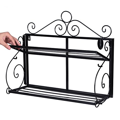 Songmics Klappbares Badregal Schuhregal Wandregal Bücherregal Regal Metall Landhaus Hängeregal LSN02B - 4