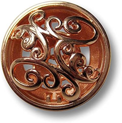 Knopfparadies Sewing Buttons - Set of 5 Elegant Light Metal Buttons, Extraordinary Sunburst Pattern - Colour: Shiny Rose Gold, Ø approx. 28mm