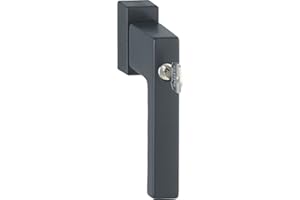 HOPPE TOULON - Manilla para Ventana con Cilindro de Bloqueo, Secu100+Secustik+VarioFit, 90°, 7x32-42 mm, Negro Mate RAL 9714, ref. 11506246