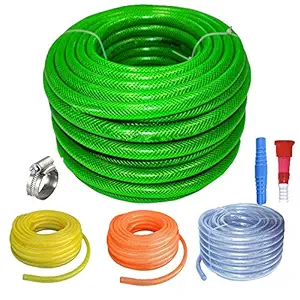 SAI PRASEEDA Flexible Heavy Duty 3 Layered Braided Water Hose Pipe Big Size:3/4 Inch(0.75) 30 Meters(66 Feets) with 6 Month Guarantee Green Color Water Pipe