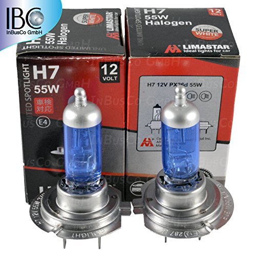 2 x H7 Auto lámpara 55 W Lámpara halógena 12 V incluida Certificado E Biolight Original Lima Star Super White xonen Color Blanco