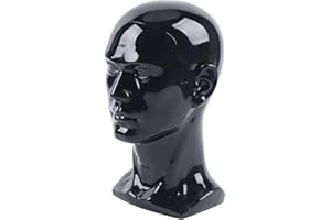 Esyogen Männlich Modellkopf aus PVC Perückenkopf Dekokopf Mannequin Kopf Hüte Brille,50x30cm,hell schwarz