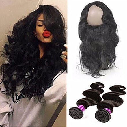 ATOZWIG 360 Lace Frontal With Bundle Peruvian Virgin Hair With Closure 360 Lace Frontal Closure With Bundles Pre Plucked Lace Frontal
