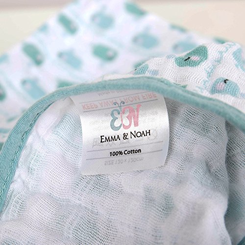 Emma & Noah Baby Kuscheldecke, extra weich und flauschig, 100% Baumwolle, Größe 120 x 120 cm, ideal als Babydecke, Einschlagdecke, Schmusetuch, Kinderwagendecke - 4