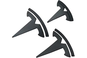 GLIART 3 Steering Wheel/Front Trunk/Rear Trunk Logo Cover Sticker Badge Decals 3Pcs/Set for Tesla Model 3 Emblem Accessories,fit model3 Matt black