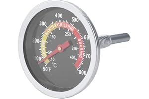 YMIKO Grillthermometer Edelstahl 10–400 °C mit großem Zifferblatt, analoges Deckelthermometer für Gasgrill, Smoker & Backofen, hitzebeständig für Outdoor-Kochen, BBQ-Grillen, Rauchgaren