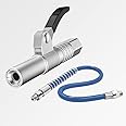 STHIRA® Grease Gun Coupler, Strong Lock Release Grease Coupler with 12" Spring Flex Hose, 12000 PSI Quick Release Metal Grease Gun Couplers Compatible with All Grease Guns 1/8" NPT Grease Gun Fitting