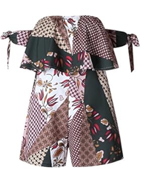 LUFA Le donne fuori dalla manica degli archi della tuta della stampa floreale della spalla indossano i pantaloni...