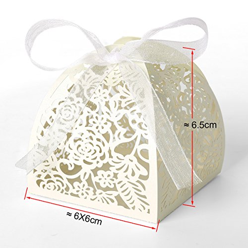 25 x ivory weiß Laser Cut Hochzeit Taufe Gastgeschenk Geschenkbox Kartonage Schachtel Bonboniere Box Hochzeit Dekoration Hochzeitsdeko Tischdeko - 7