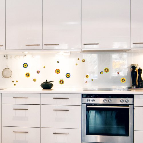 Wandkings Retro Blumen Wandsticker Set, 38 Aufkleber, 2 DIN A4 Bögen, Gesamtfläche 60 x 20 cm - 4