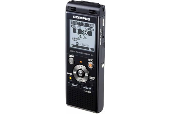Olympus WS-853 | Enregistreur vocal numérique de haute qualité avec microphones stéréo intégrés, USB direct, équilibreur vocal, suppression du bruit, mode simple, filtre passe-bas et mémoire de 8 Go