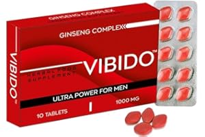 VIBIDO 1000mg New UK | Stronger | Longer | Harder | Performance | Extra Strength Enhancing Pills, Stamina Endurance Booster Supplement Pills for Men | 10 Ginseng Tablets