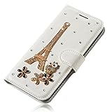 LG X Power 2 Hülle, LG K10 Power Diamant Handyhülle, Lifetrut [Brieftasche] [Kristalldesign] Luxus PU-Leder Magnetische Glitzern Brieftasche für LG X Power 2/LG K10 Power [Eiffelturm] - 