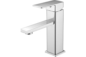 Vuadzren Rubinetto Bagno Lavabo, Miscelatore Monocomando Bagno Miscelatori da Piano con 3/8 Tubi per Acqua Calda e Fredda da 60 cm, cromo