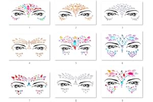 FACEGEM LONDON 9 PCS Face Gems Adhesive Glitter Jewel Tattoo Sticker Festival Gems Rave Party Body Make Up Z9ZAKMIXA Multi-colored